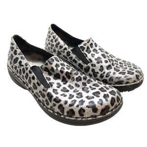 Spring Step Ferrara Womens Silver Leopard Clogs Loafers Comfort Shoes sz 6.5